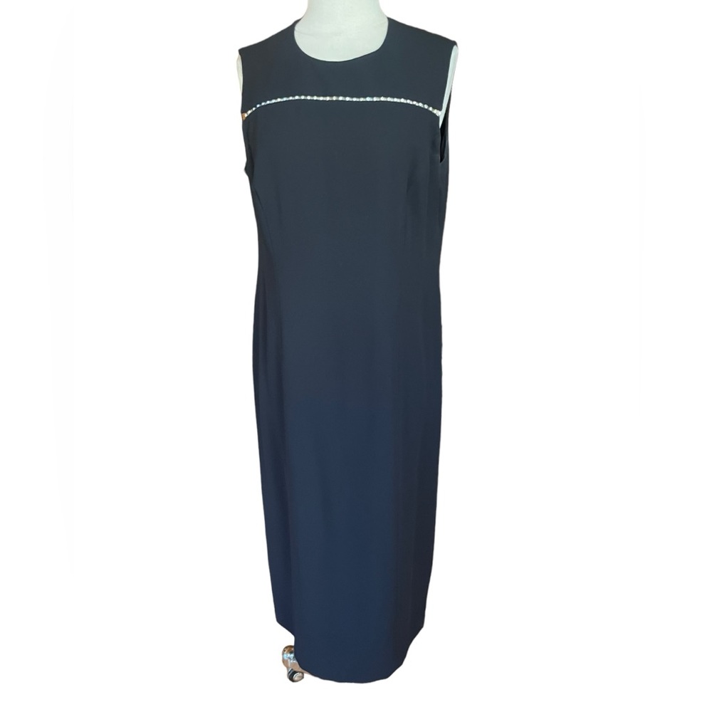 1980s Liz Claiborne Rhinestone Lined Upper Chest Evening Gown